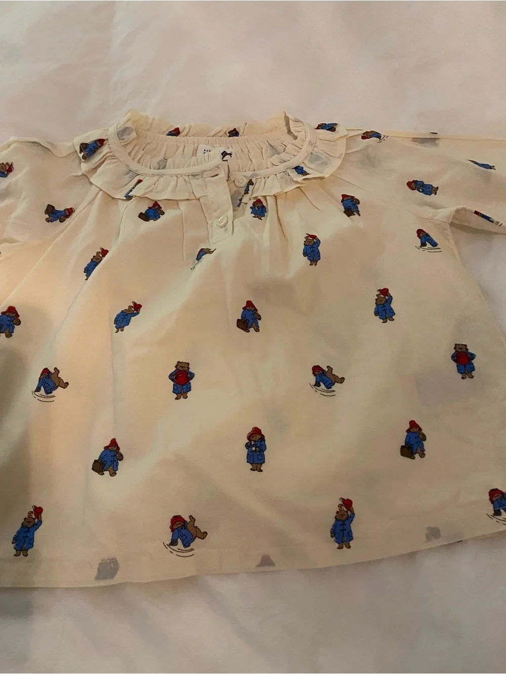 GAP X Paddington Cream Long-Sleeve Ruffle Collar Blouse 4T